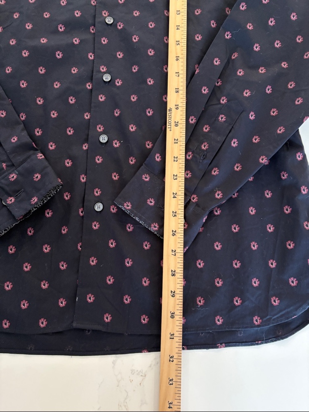 Ted Baker Navy Button-Down Shirt with Pink Floral Pattern Size XL - Picture 6 of 11